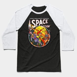 Vintage Outer Space Action Comic Baseball T-Shirt